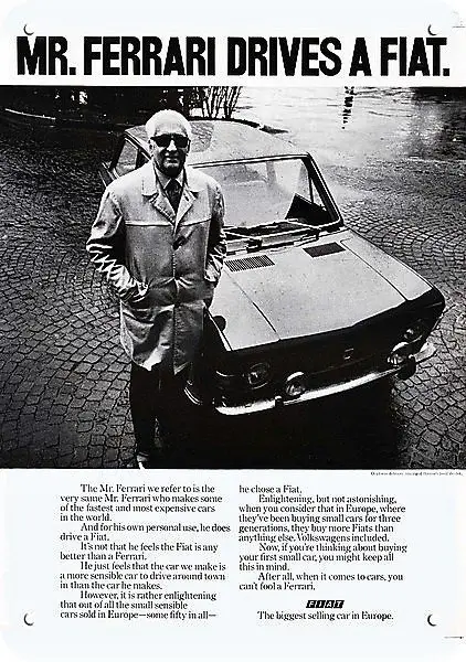 Details about 1971 FIAT Car Replica Metal Sign - MR. ENZO FERRARI
