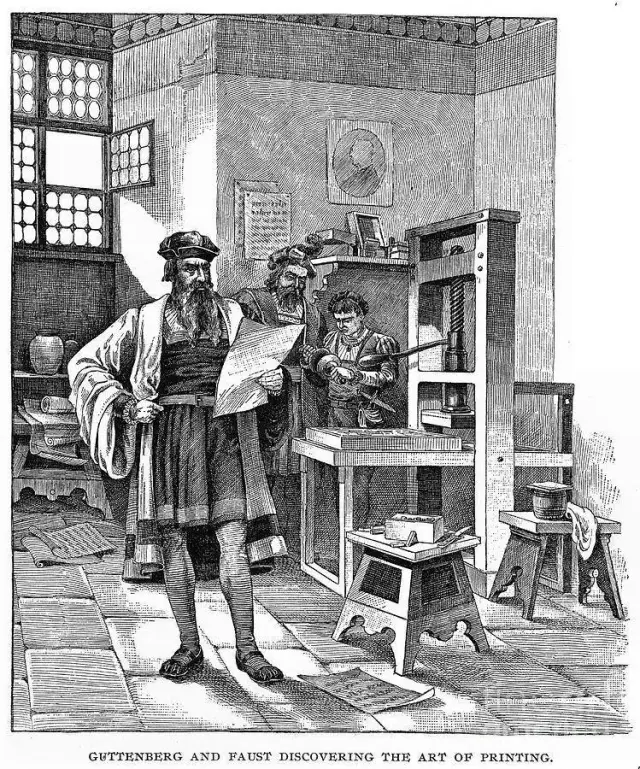 Johannes Gutenberg C 1400-1468 He German Stock Vector – printing press