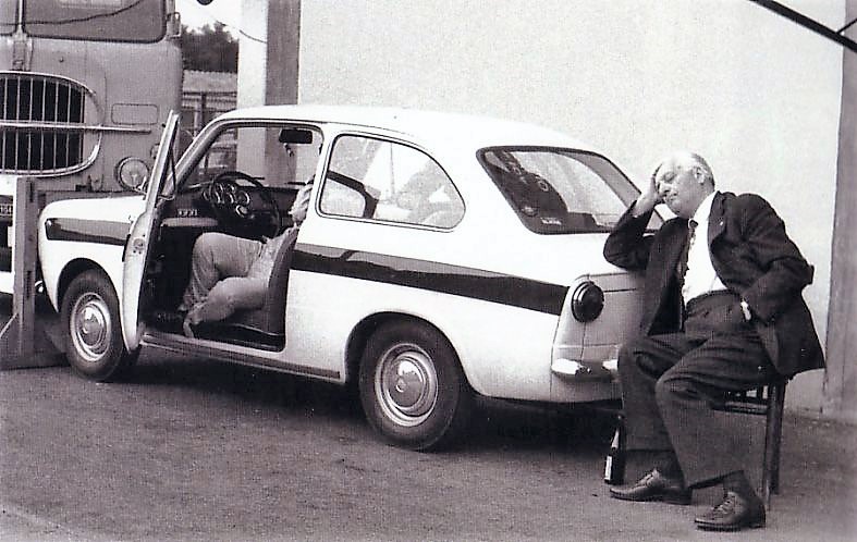 Enzo Ferrari having a little nap in Monza, 1965 Enzo Ferrari having a little nap in Monza, 1965 