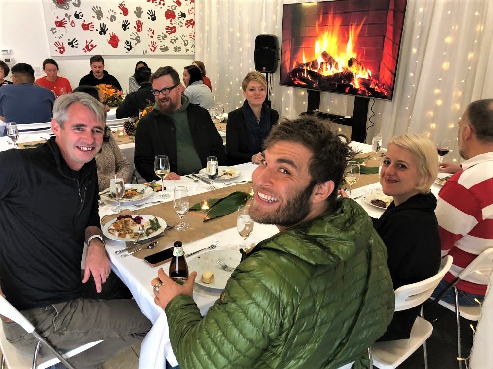 mike mccue enjoys thanksgiving lunch with the team his favorite holiday