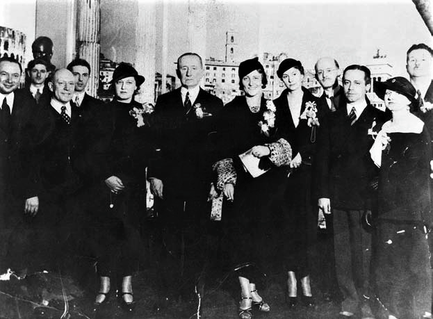 Guglielmo Marconi (in the middle) and Luigi Ranieri (second from the left) at the Chicago Exposition in 1933 or 1934. (Reproduced courtesy of the Ranieri family.)  